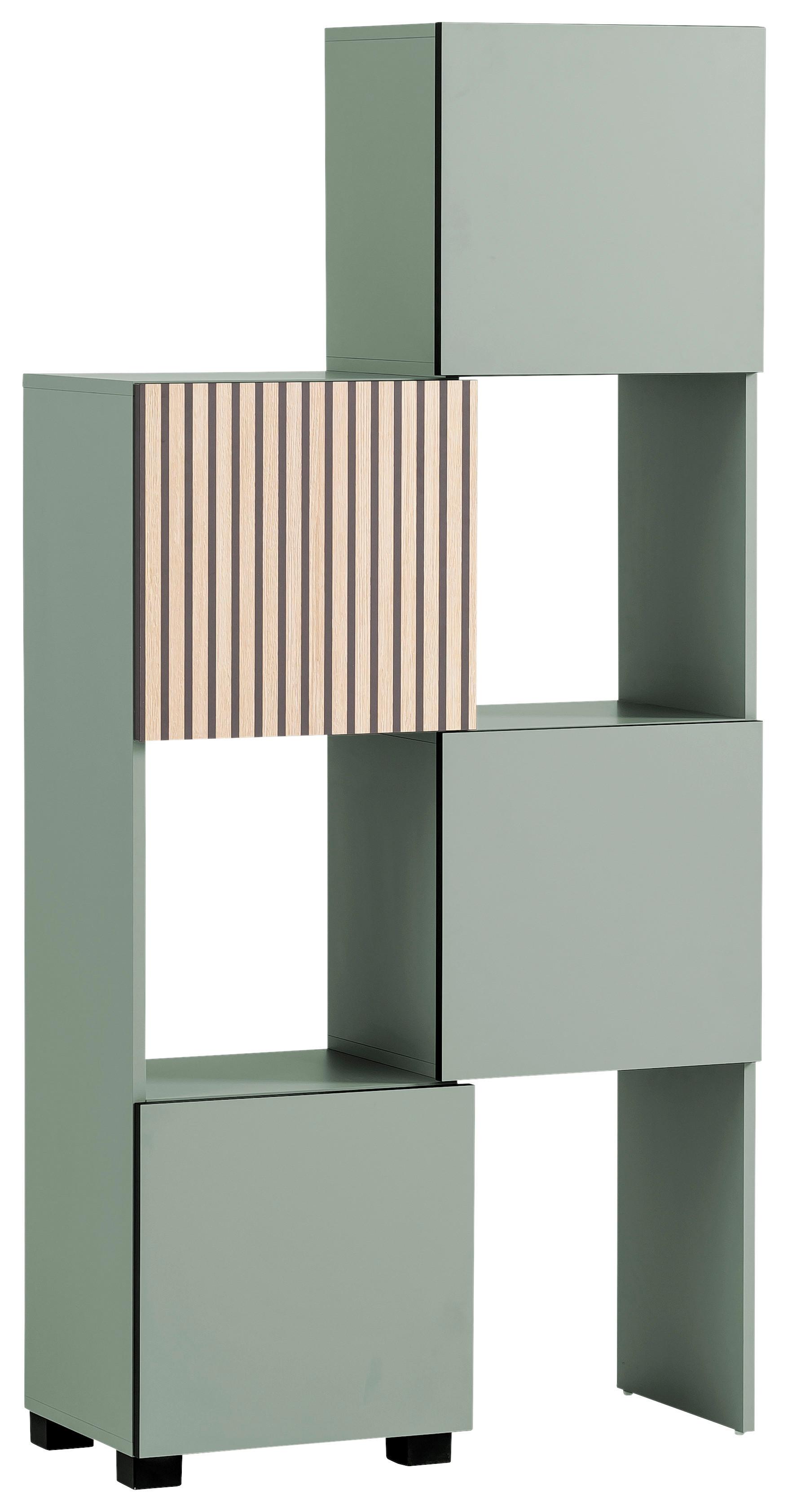 Regal Alexa, Zelena, Barva Hrasta - zelena, Design (40,2-70/165,1/33,1cm) - MID.YOU