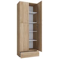 Schuhschrank Lona XXL ca.70x200x39cm Eiche Dekor - Schwarz/Grau, KONVENTIONELL, Holzwerkstoff/Kunststoff (70/200/39cm) - MID.YOU