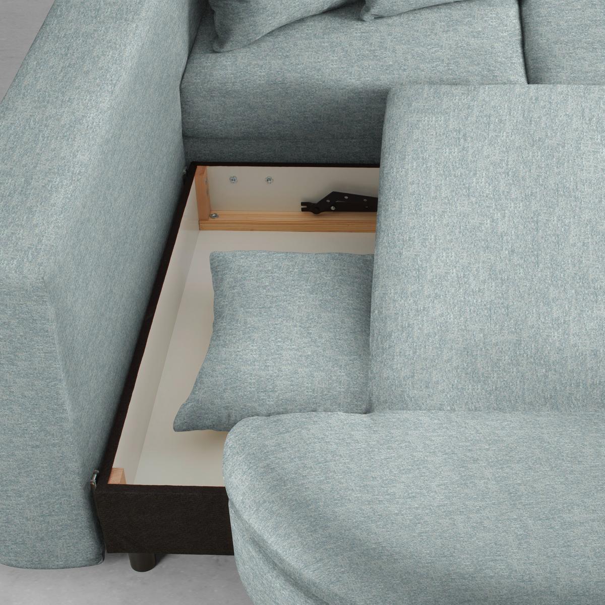 Ecksofa Axel Hellblau - Schwarz/Hellblau, MODERN, Textil/Metall (250/87/291cm) - Mömax