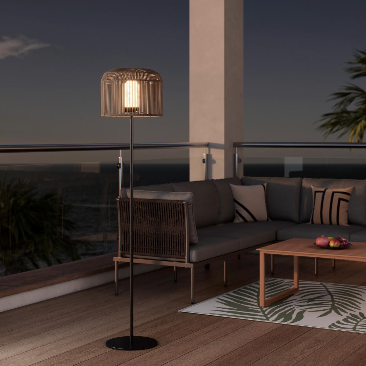 Stehleuchte Ivo in creme max. 40 Watt - Beige/Schwarz, MODERN, Kunststoff/Metall (35/158/35cm) - Bessagi Garden