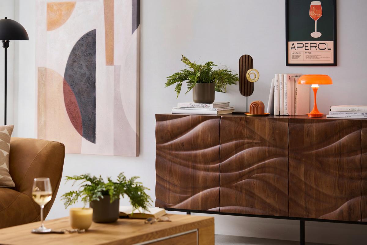 Veioză cu acumulator Retro - culoare crom/portocaliu, Modern, plastic/metal (19,5/24cm) - Mömax