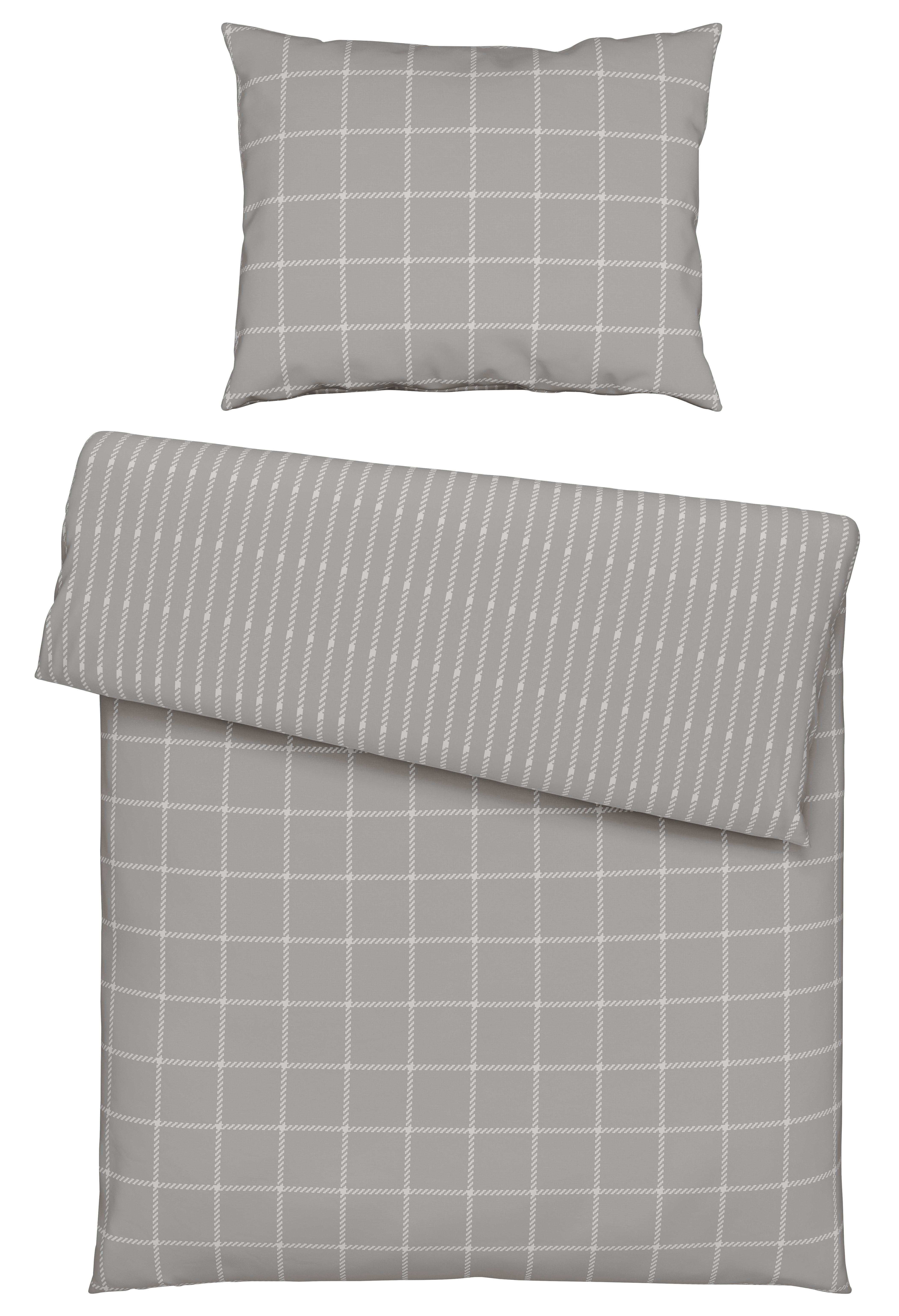 BETTWÄSCHESET KARO ALLOVER - Hellgrau, Konventionell, Textil (160/210cm) - Mömax