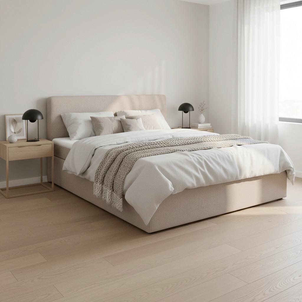 BOXSÄNG MARCO - svart/taupe, Modern, trä/textil (180/200cm) - Bessagi Home