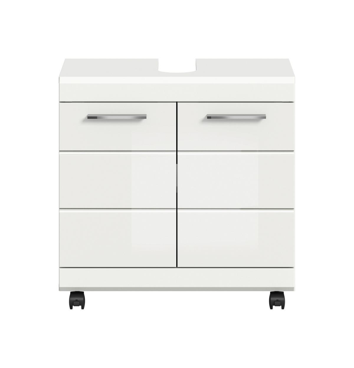 Waschbeckenunterschrank Scout Weiß/Weiß Hochglanz - Weiß Hochglanz/Silberfarben, Trend, Holzwerkstoff/Kunststoff (60/60/34cm) - MID.YOU