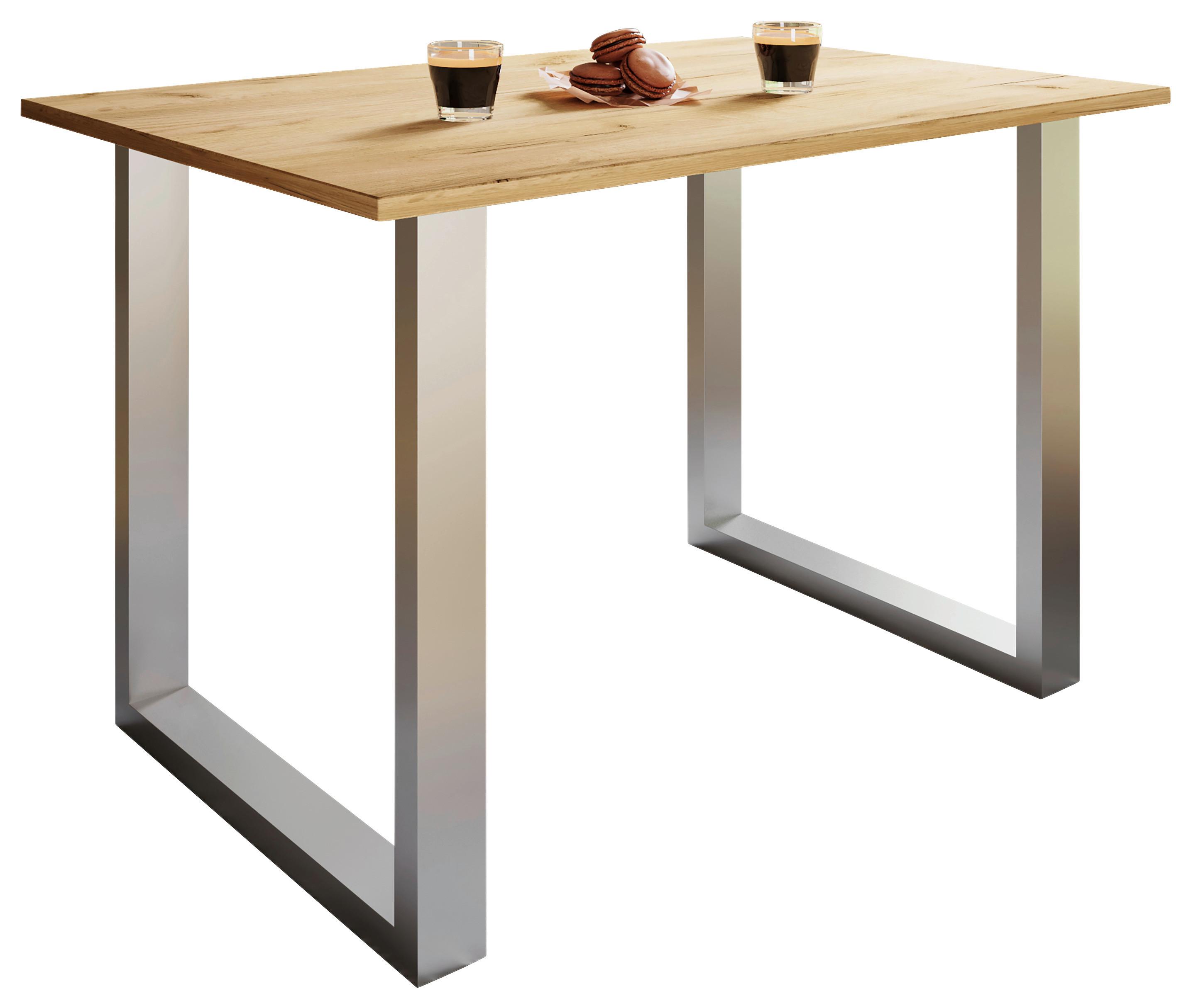 ESSTISCH XONA - Honigeiche/Silberfarben, Design, Holzwerkstoff/Metall (80/50/76cm) - MID.YOU