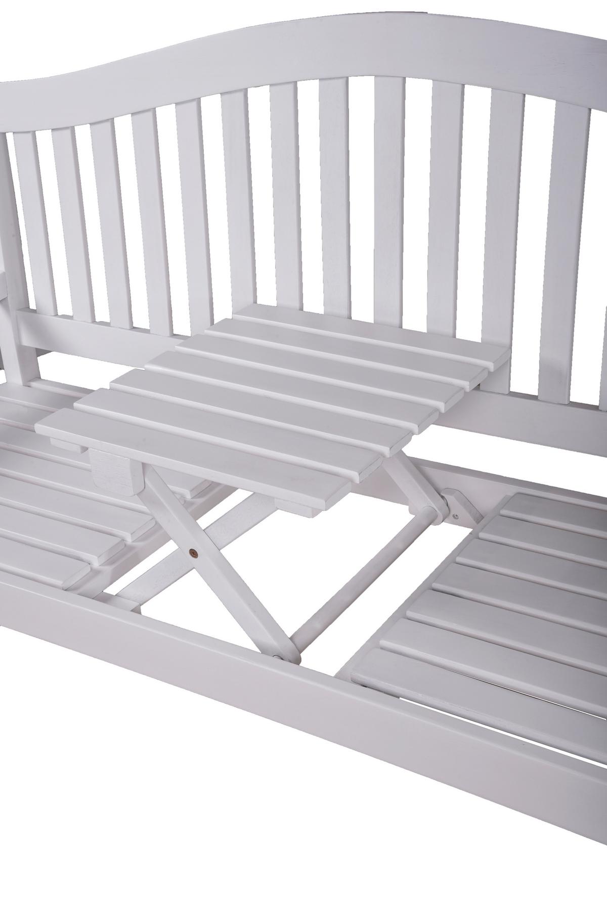 Gartenbank Singapur Weiß ca. 150x104x62 cm Holz - Eukalyptusholzfarben, Basics, Holz (150/104/62cm) - Gardenson
