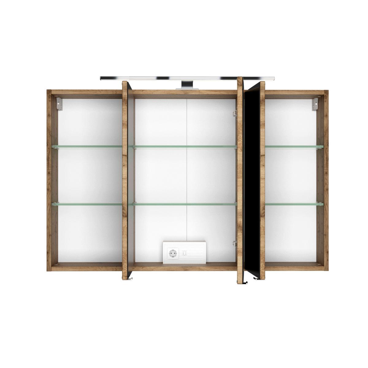 Spiegelschrank Florida Eiche Wotan - Chromfarben/Eiche Wotan, MODERN, Glas/Holzwerkstoff (120/64/20cm)