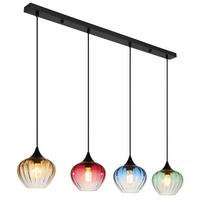 HÄNGELEUCHTE 15748-4H SANDER - Klar/Schwarz, Basics, Glas/Textil (111/18/120cm) - Globo