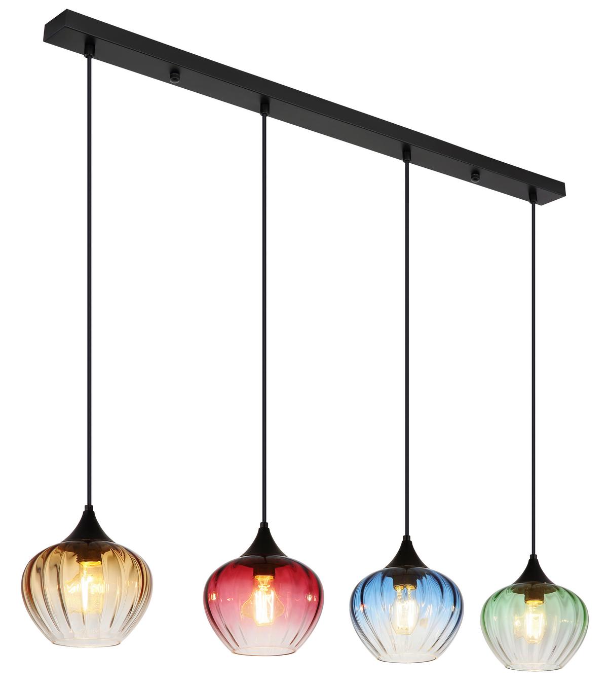 HÄNGELEUCHTE 15748-4H SANDER - Klar/Schwarz, Basics, Glas/Textil (111/18/120cm) - Globo