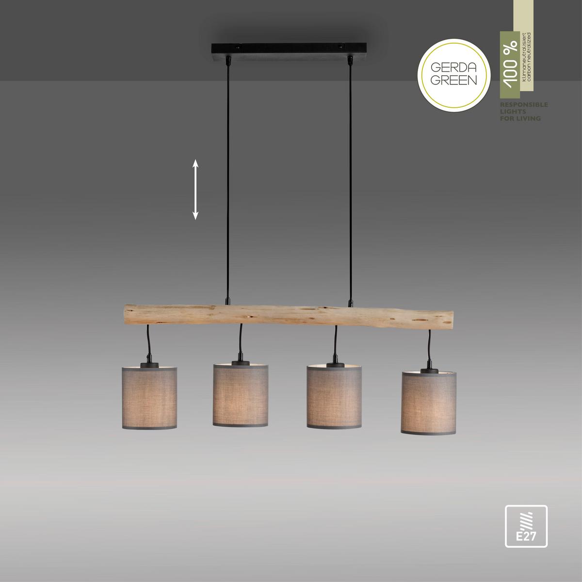 LAMPA ZWIESZANA 15783-29 TRIBU - czarny/taupe, Natur, tworzywo sztuczne/metal (82,5/13,5/60-120cm) - Just Light