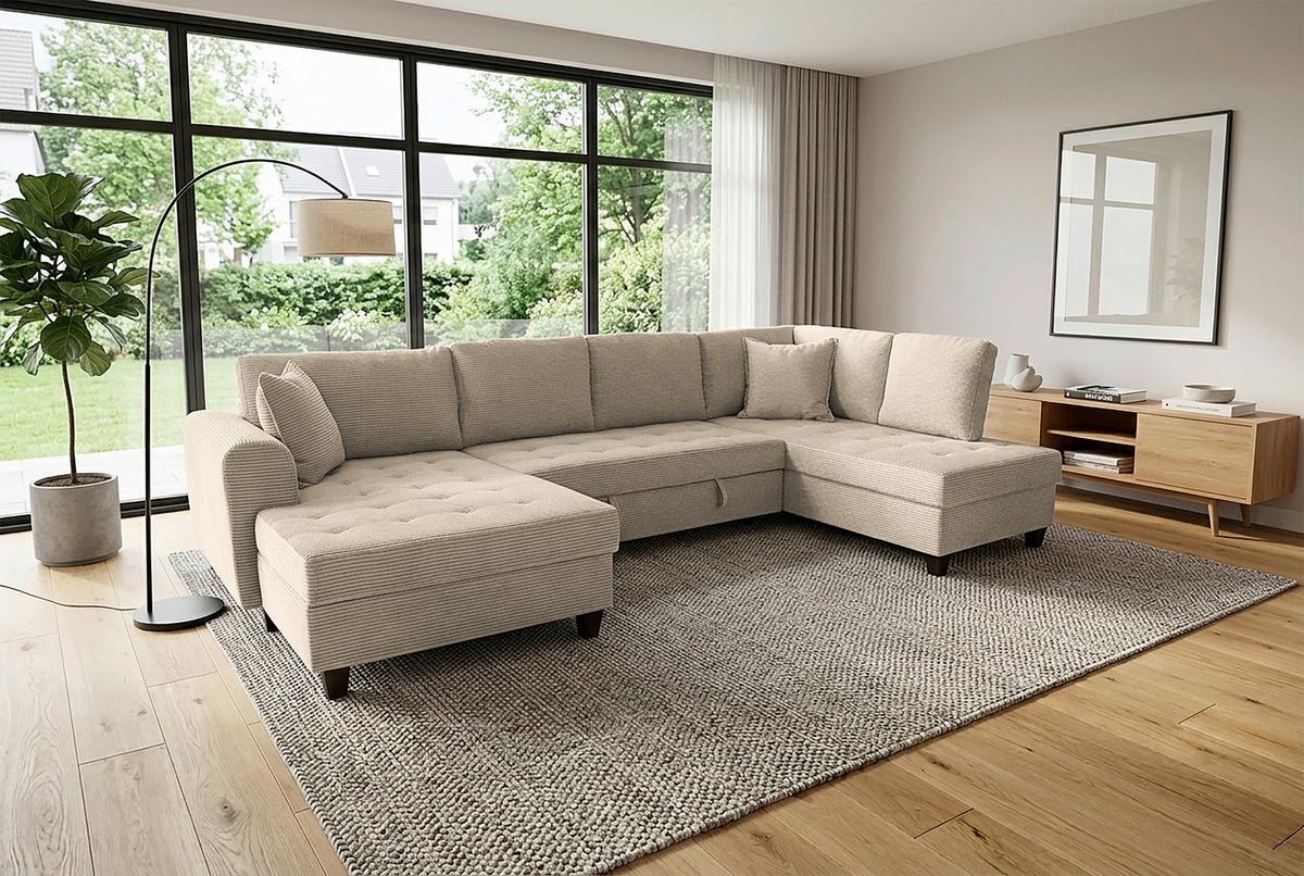 Kutna Garnitura Moritz - sivo-smeđa, Trend, tekstil (155/324/178cm) - Modern Living