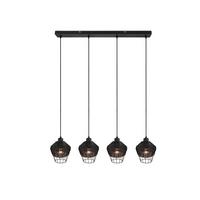 Pendelleuchte Borka Schwarz max. 40 Watt - Schwarz, ROMANTIK / LANDHAUS, Holz/Metall (95/150/17,5cm)