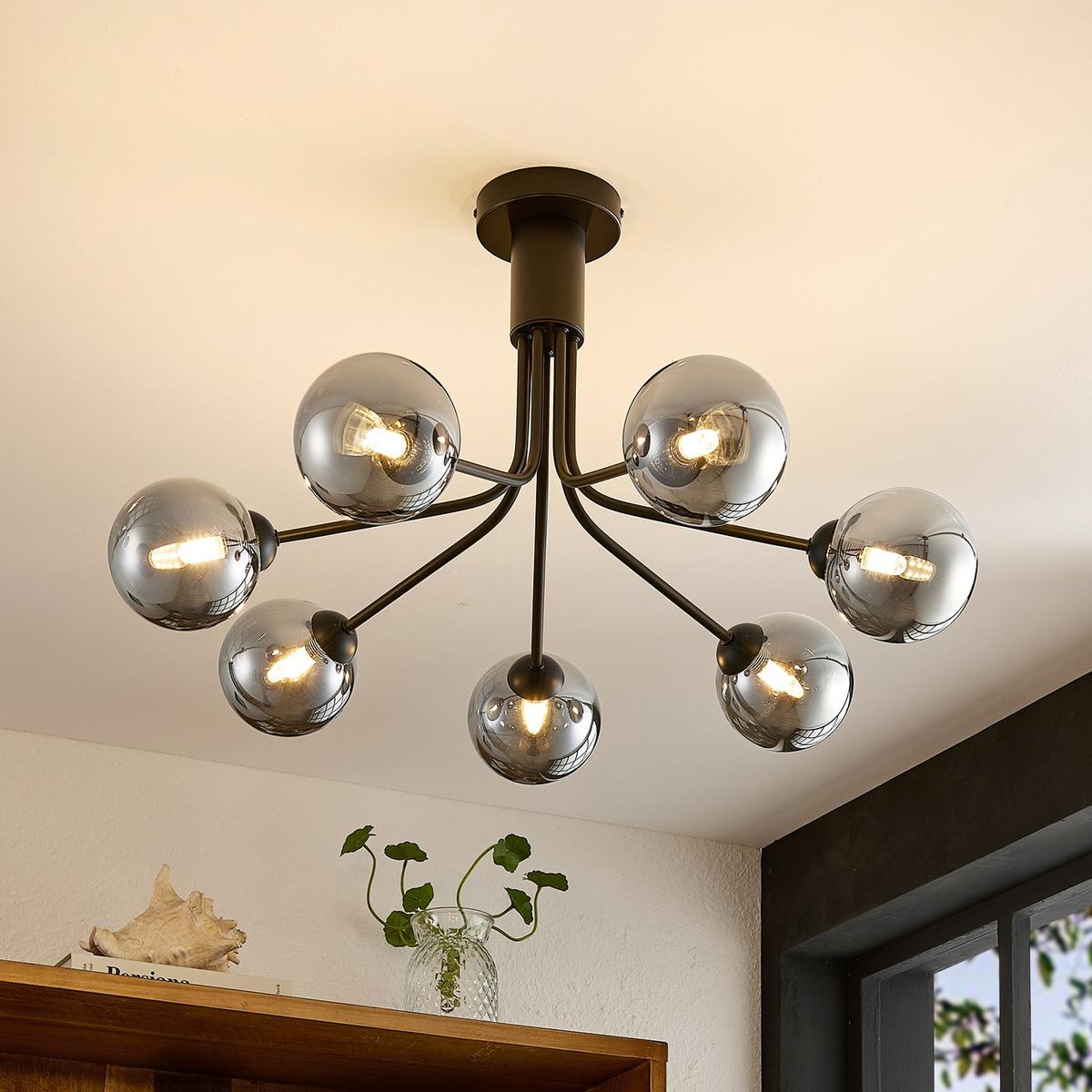 LAMPA SUFITOWA WIDNES - ciemnoszary, Design, metal/szkło (65/40cm) - Novel