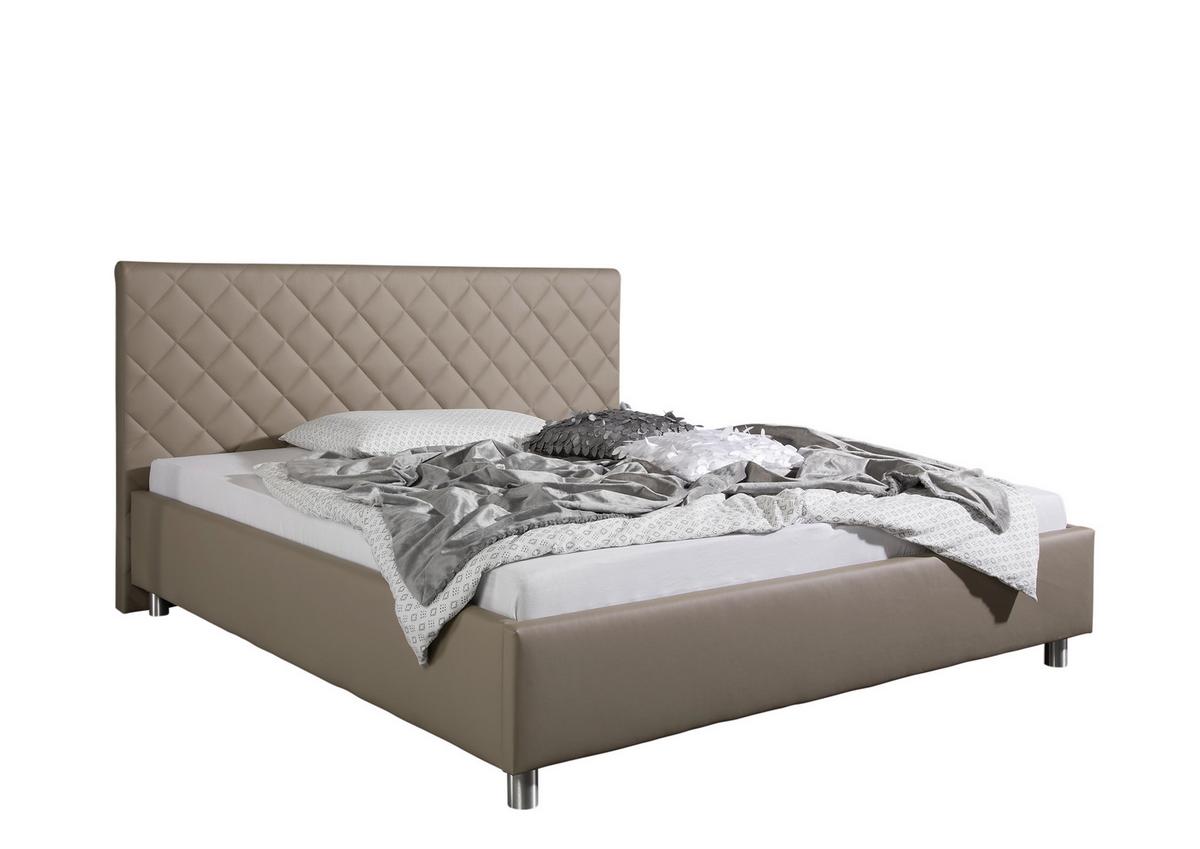 Polsterbett Baltimore Taupe ca. 180x200 cm - Taupe/Alufarben, MODERN, Textil/Metall (180/200cm) - Livetastic