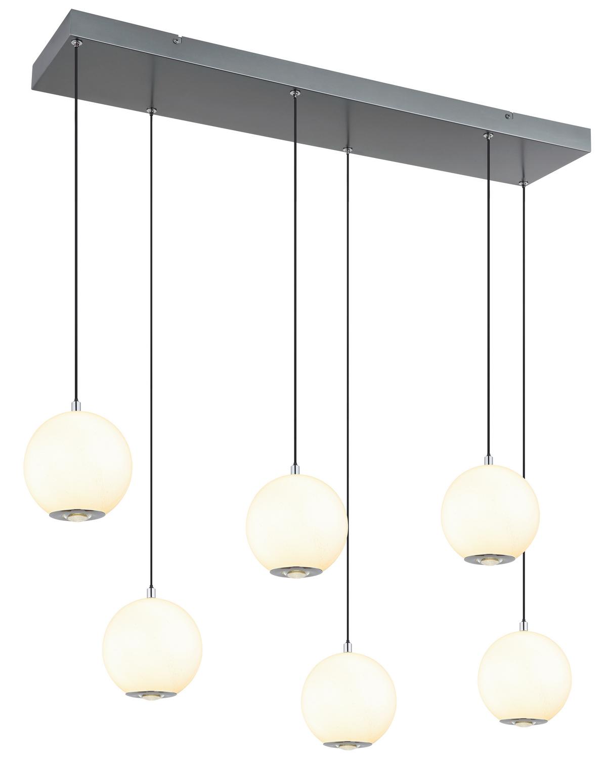 LED-HÄNGELEUCHTE 16062-6H SIMMONS - Klar/Chromfarben, Konventionell, Glas/Kunststoff (97,5/30/150cm) - Globo