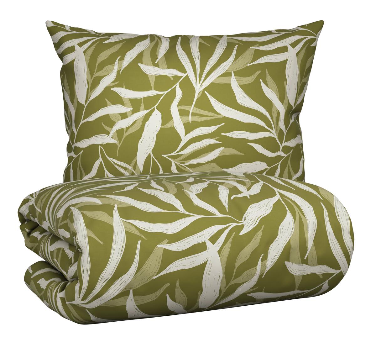 BETTWÄSCHESET LEAVES - Weiss/Grün, Modern, Textil (160/210cm) - Modern Living