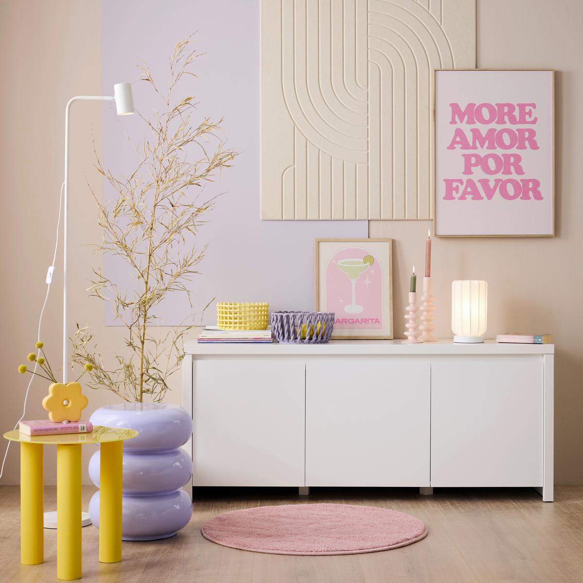 Beistelltisch Largo Gelb - Gelb, LIFESTYLE, Glas/Holz (40/40/40cm) - Premium Living