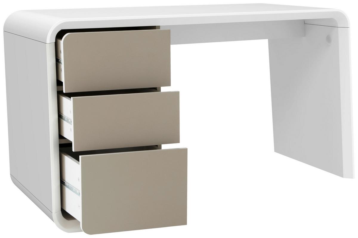 BIURKO MEMPHIS - biały/taupe, Lifestyle, materiał drewnopochodny (140/76/55cm) - MID.YOU