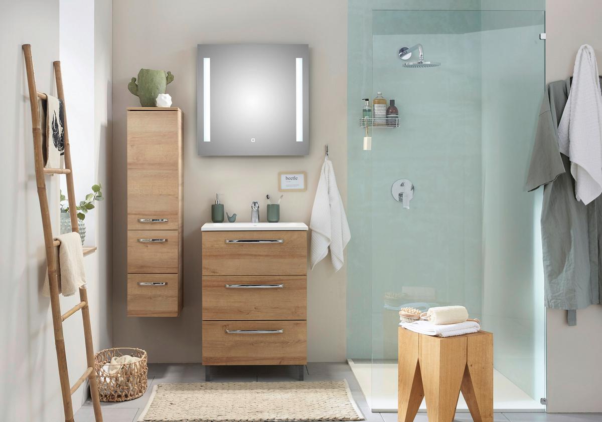 SZAFKA POD UMYWALKĘ NABLATOWĄ LUGA 961 - kolor dębowy/czarny, Konventionell, materiał drewnopochodny/metal (60/77/43cm) - Xora