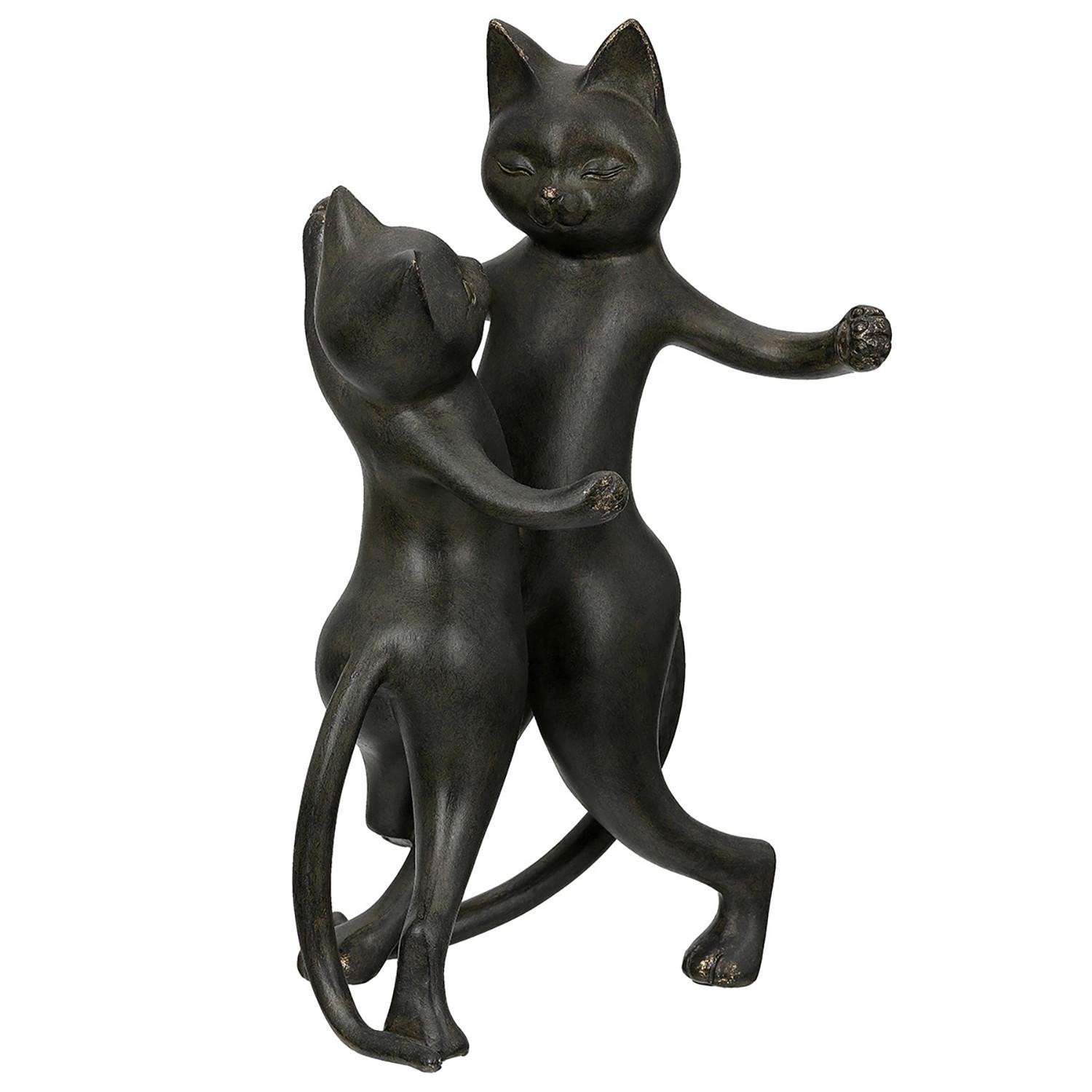 Skulptur Katzenpaar Gatto Schwarz - Schwarz, Basics, Kunststoff (17,5/30,5/16cm)