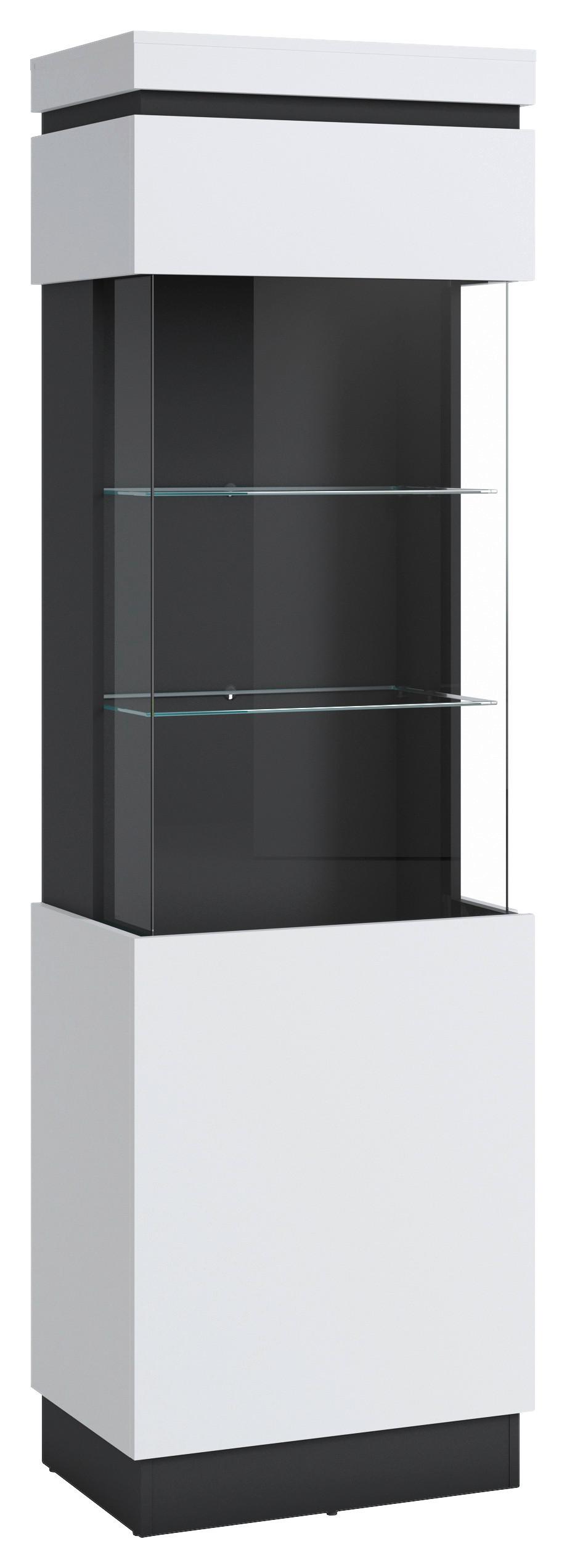 Vitrină CAMPANIA - alb/antracit, Trend, sticlă/material pe bază de lemn (60,1/200,5/40cm) - Modern Living