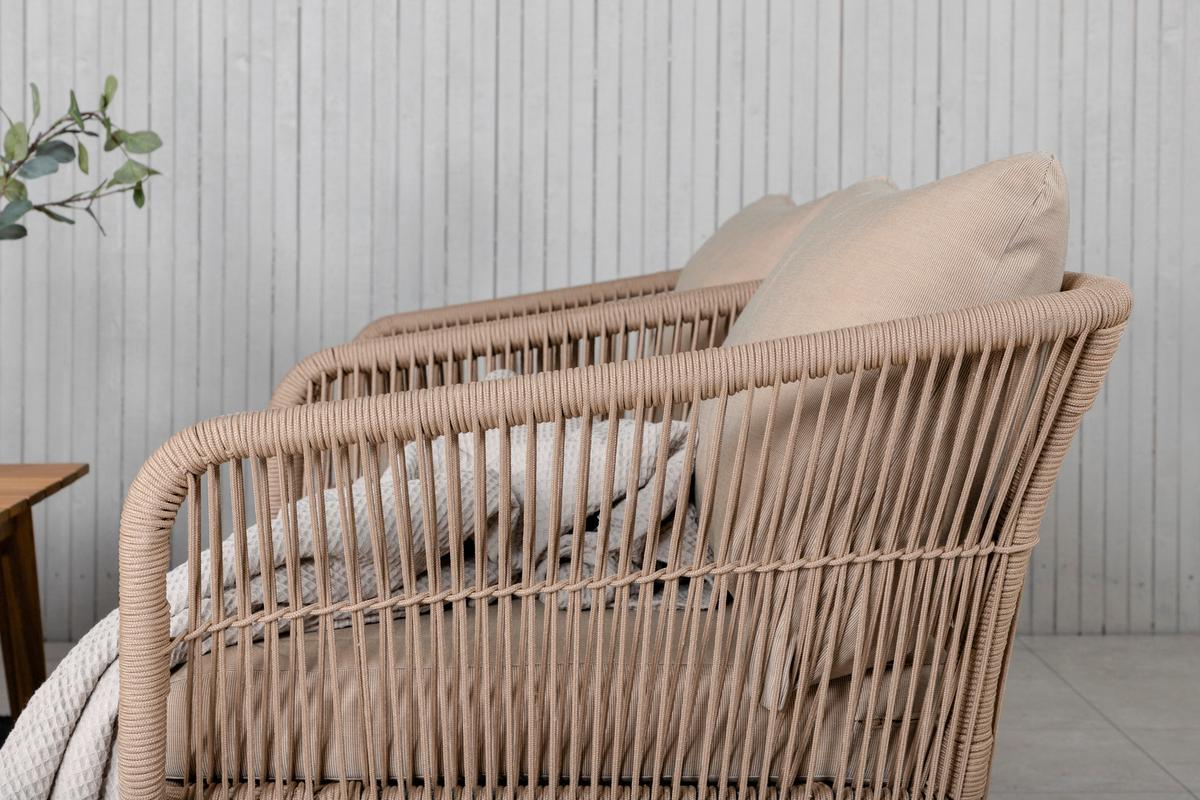 LOUNGEGARNITUR CHANIA - Beige/Akaziefarben, KONVENTIONELL, Holz/Textil (164/75null) - Gardenson