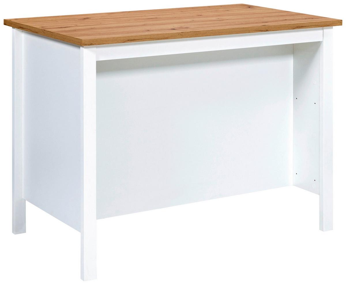Kücheninsel Sicilia Weiß/Eiche Artisan - Silberfarben/Weiß, MODERN, Holzwerkstoff/Metall (124/91/75cm) - Mömax