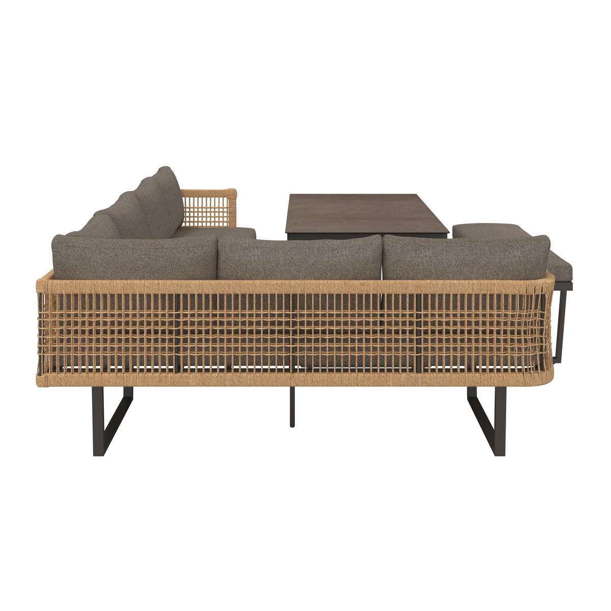 Lounge Garnitura Bologna, Antracit, Rjava, 4-Delno - naravne barve/rjava, Moderno, kovina/umetna masa (256/198cm) - Beldano