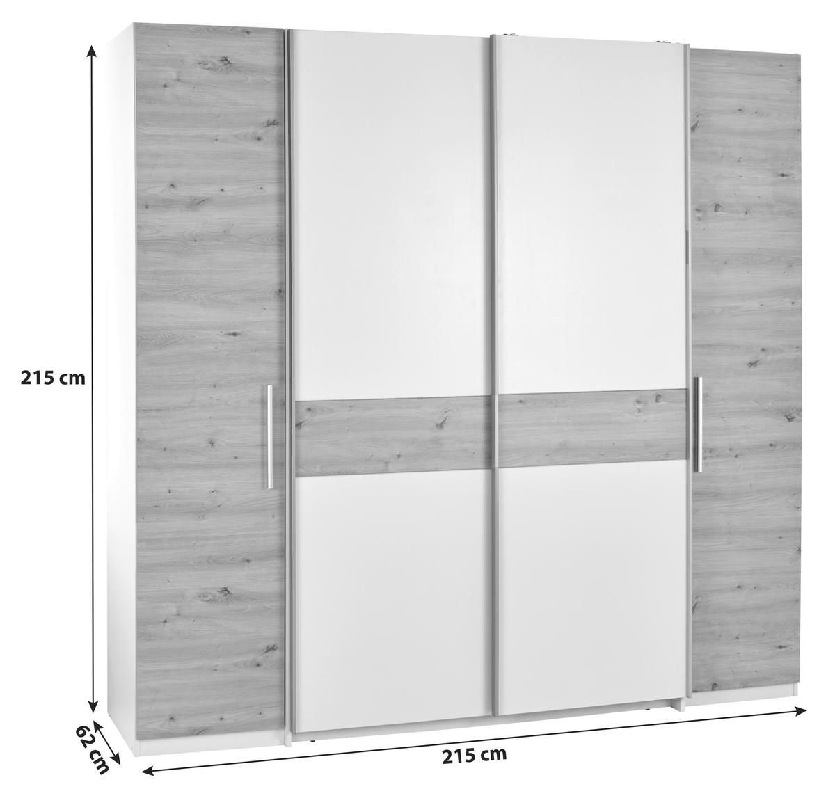 Ormar S Klasičnim Vratima Fabio - bijela/hrast Artisan, Konvencionalno, drvni materijal (215/215/62cm) - Based