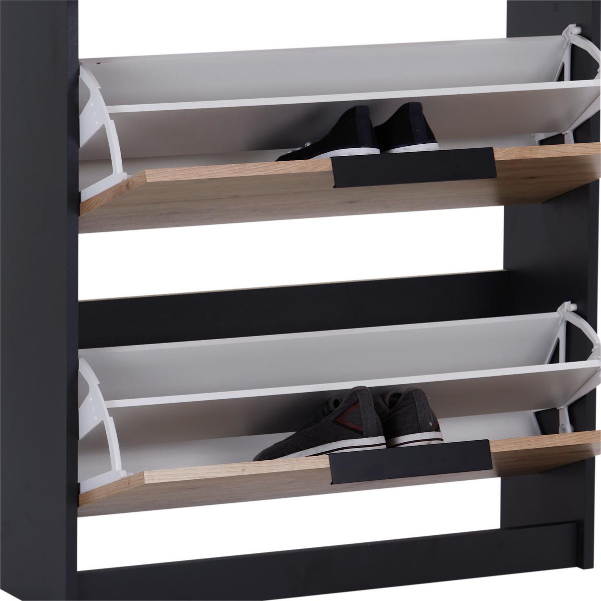 Omara Z Loputami Za Čevlje Anna 02, Antracit, Hrast - črna/barve hrasta, Moderno, kovina/leseni material (79/103,4/25cm) - Mömax