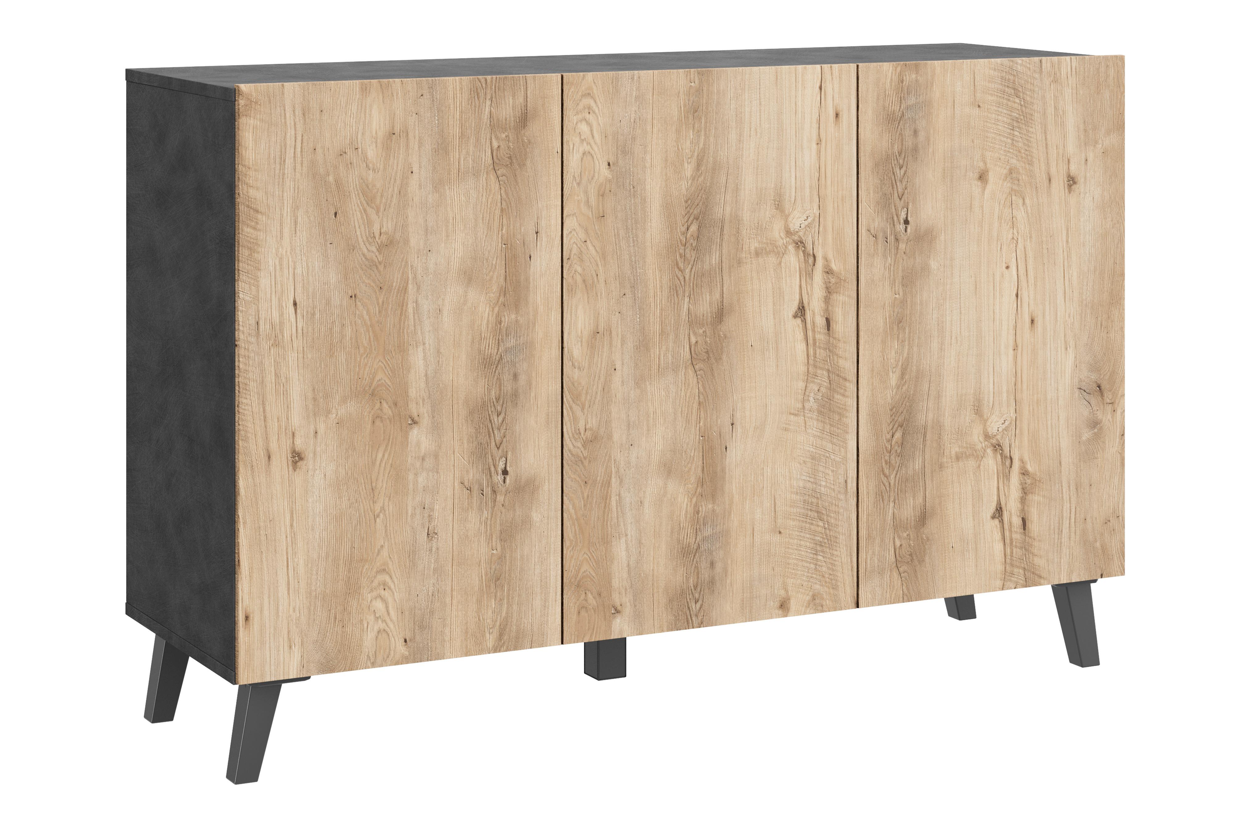 SIDEBOARD SIDEBOARD PHUKET 120 - Kastanieneichefarben/Anthrazit, Design, Holzwerkstoff/Kunststoff (120/76/39cm) - Livetastic