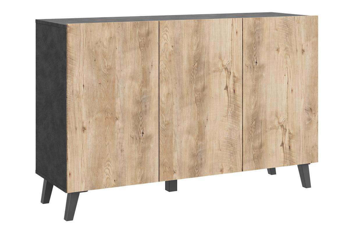 SIDEBOARD SIDEBOARD PHUKET 120 - Kastanieneichefarben/Anthrazit, Design, Holzwerkstoff/Kunststoff (120/76/39cm) - Livetastic