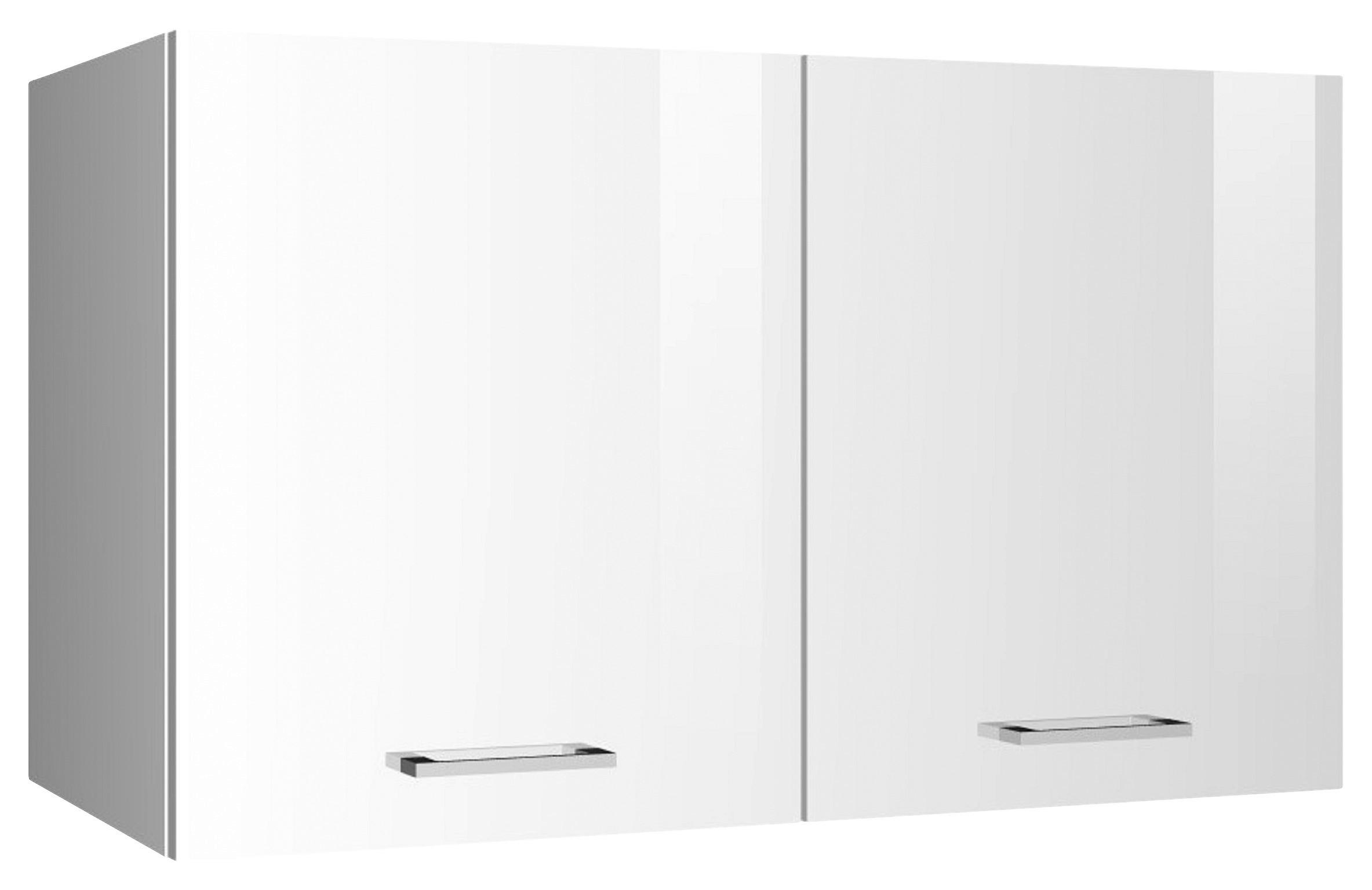 Küchenoberschrank Mailand Weiß Hochglanz - Weiß Hochglanz/Silberfarben, MODERN, Holzwerkstoff/Metall (100/57/34cm) - Held