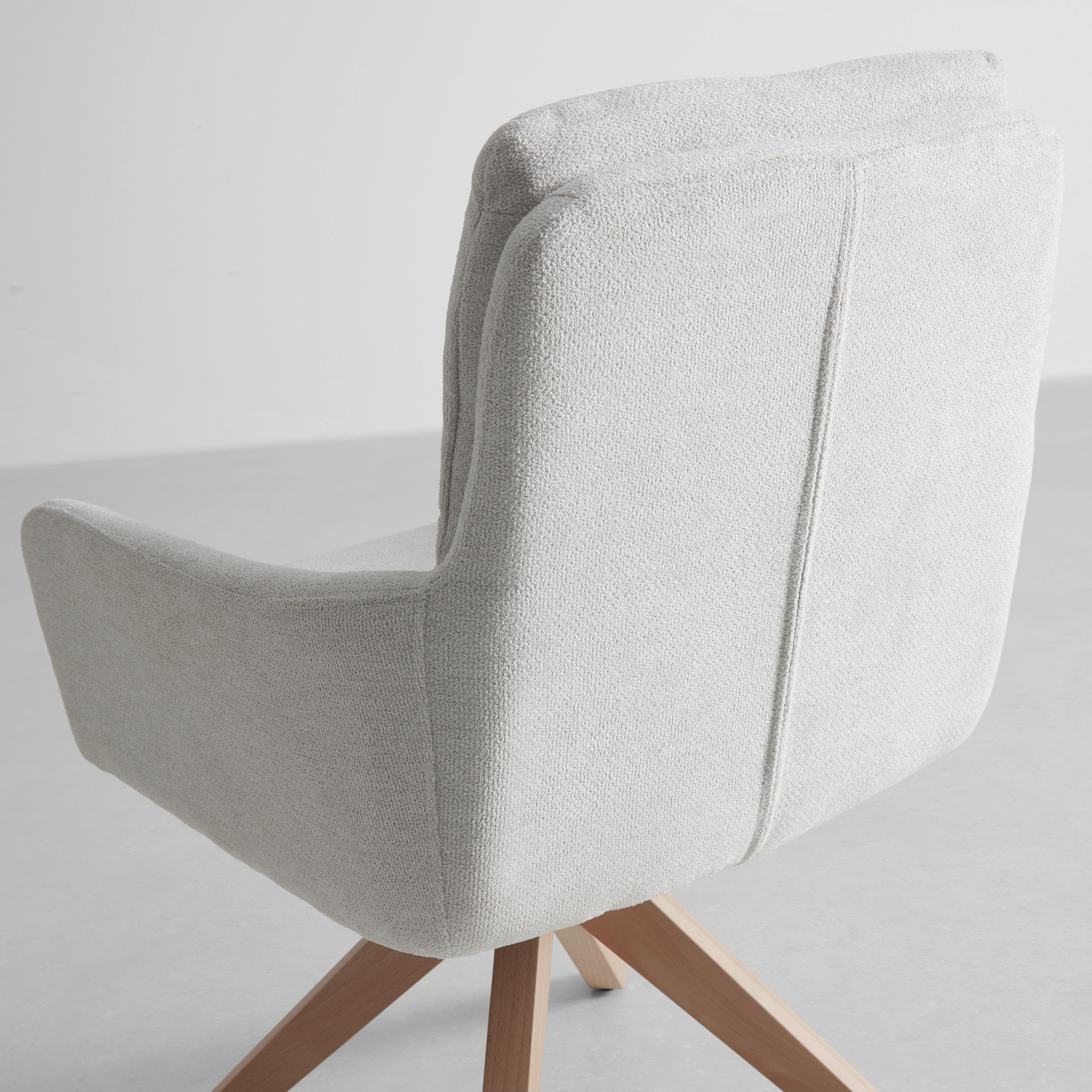 STOL MED ARMSTÖD FINJA - vit/bokfärgad, Modern, metall/trä (59/97/63cm) - Bessagi Home