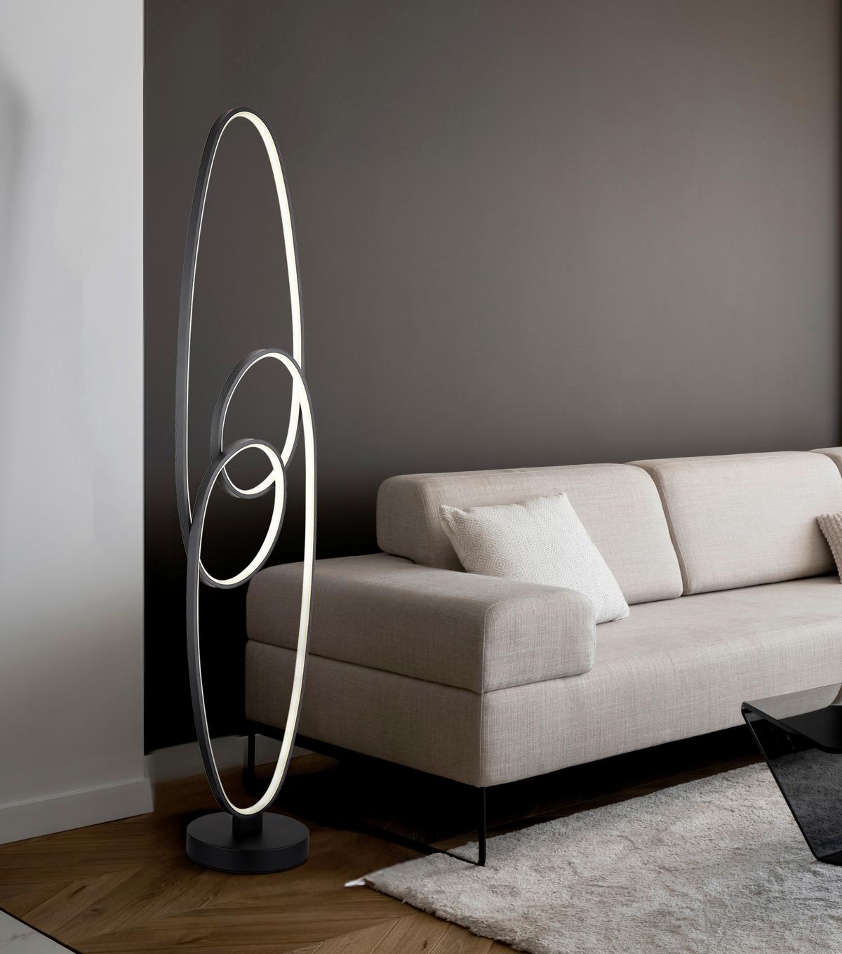 LED-STEHLEUCHTE 67177-36S SPIRA - Weiss/Schwarz, Design, Kunststoff/Metall (29/20/122cm) - Globo