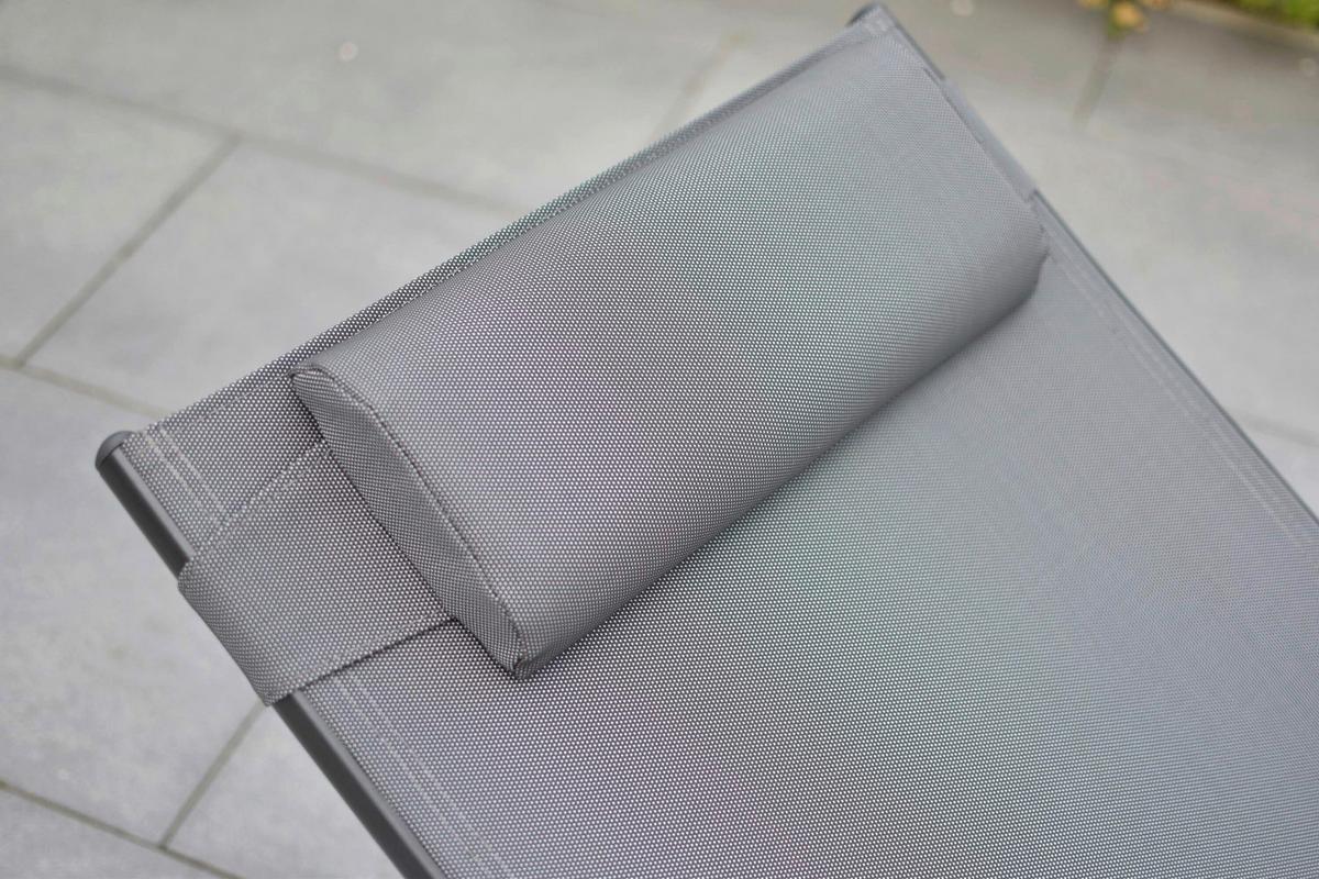 Gartenliege Tessin inkl. Kissen Graphitfarben/Grau - Graphitfarben/Grau, KONVENTIONELL, Textil/Metall (64,5/97,5/201cm) - Gardenson