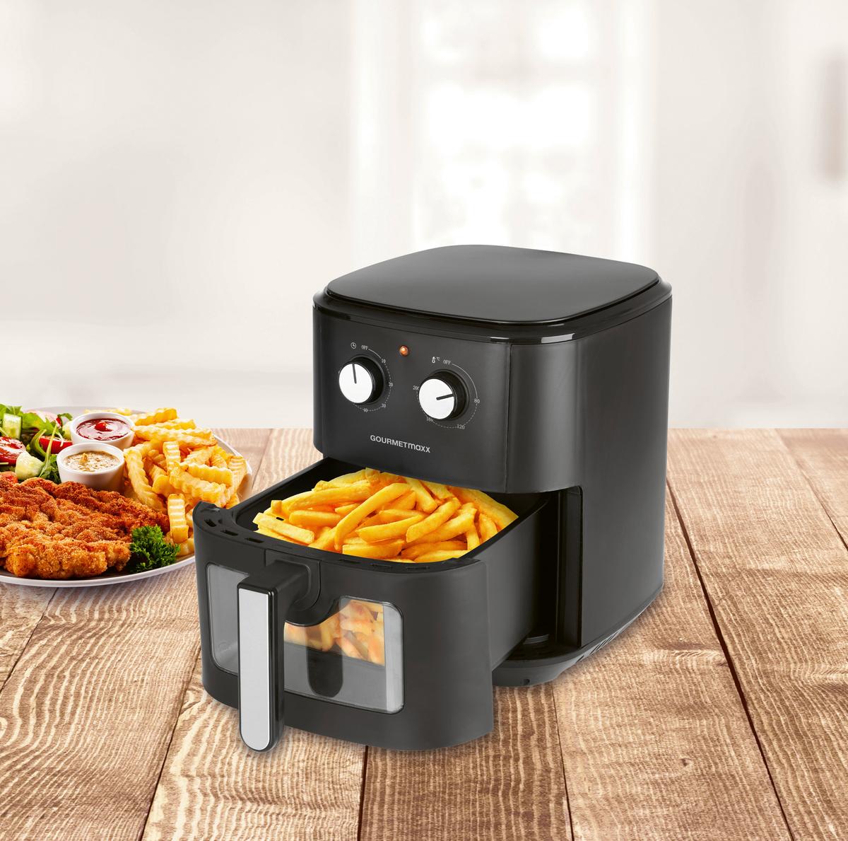 FRYTKOWNICA BEZTŁUSZCZOWA VKP12494 - czarny, Design, tworzywo sztuczne/metal (29,5/39/34cm) - GOURMETMAXX