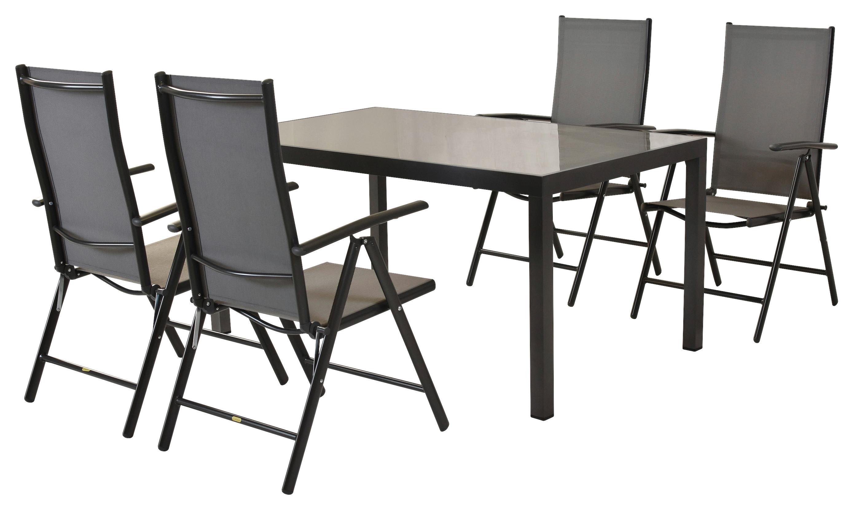 GARTENSET AMALFI - Graphitfarben/Grau, MODERN, Textil/Metall - Gardenson