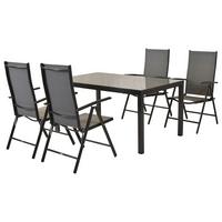 GARTENSET AMALFI - Graphitfarben/Grau, MODERN, Textil/Metall - Gardenson