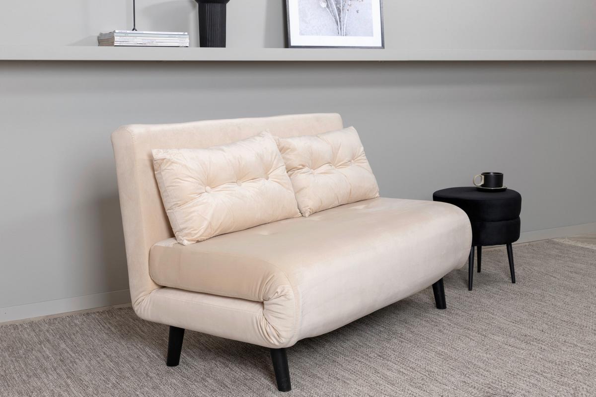 SCHLAFSOFA VICKY - Creme, Design, Textil/Metall (120/88/80cm) - Livetastic