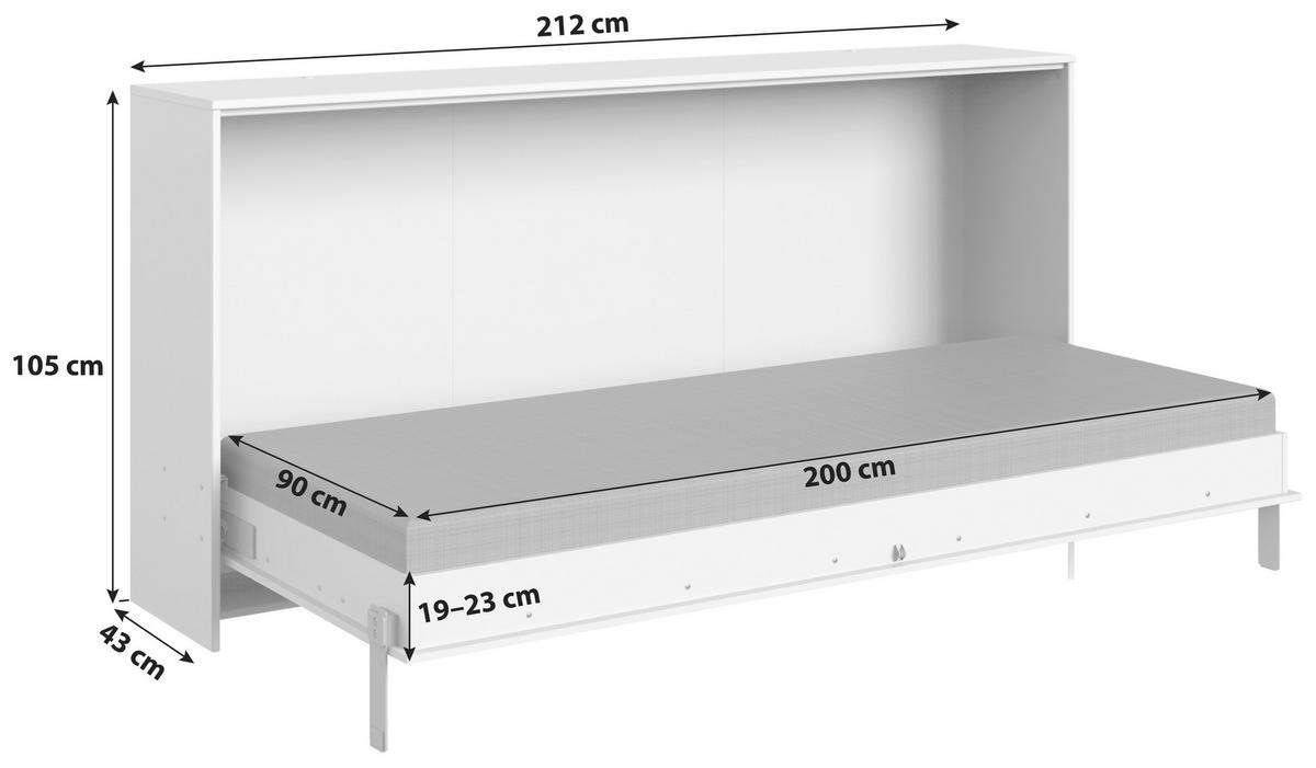 Klappbett Juist ca. 90x200 cm Eiche - Eichefarben, KONVENTIONELL, Holz/Holzwerkstoff (90/200cm) - MID.YOU