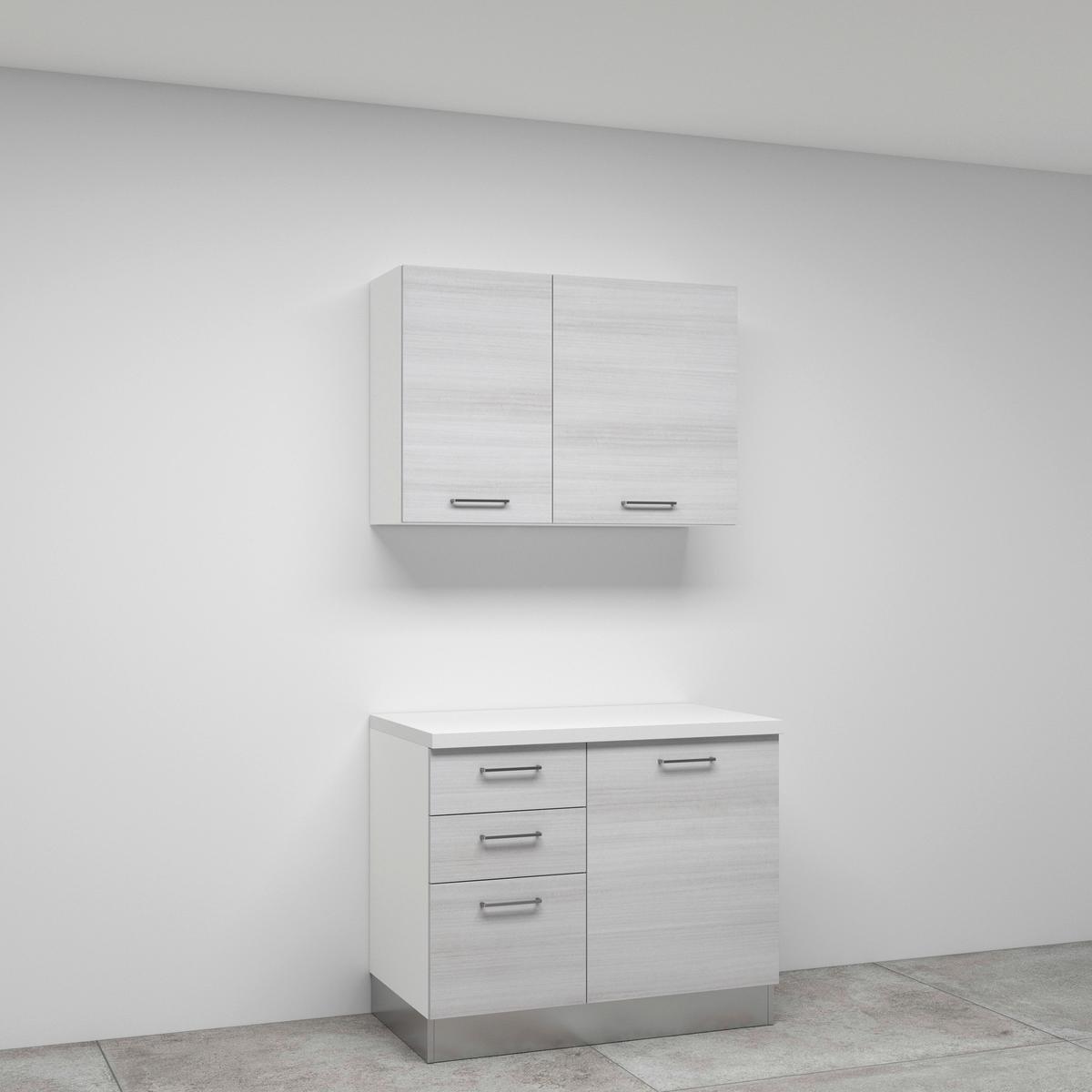 Küchenblock Olimpia m. Geräten Eukalyptus - Eukalyptusholzfarben/Alufarben, LIFESTYLE, Holzwerkstoff/Kunststoff (300cm) - MID.YOU