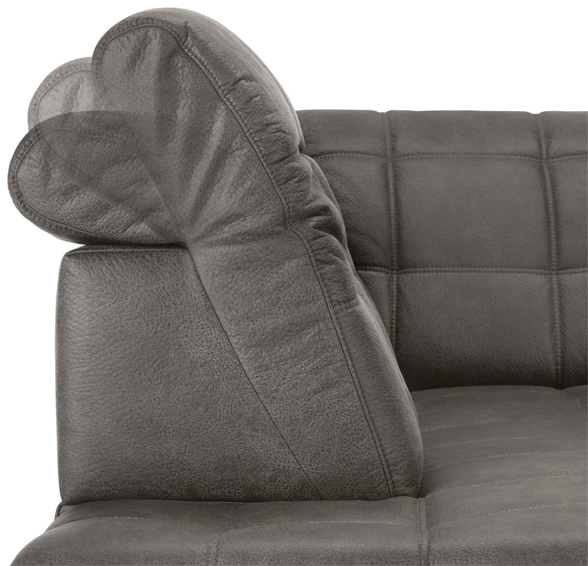 Ecksofa Panama links Greige - Greige/Schwarz, KONVENTIONELL, Textil/Metall (216/89-102/304cm) - Premium Living