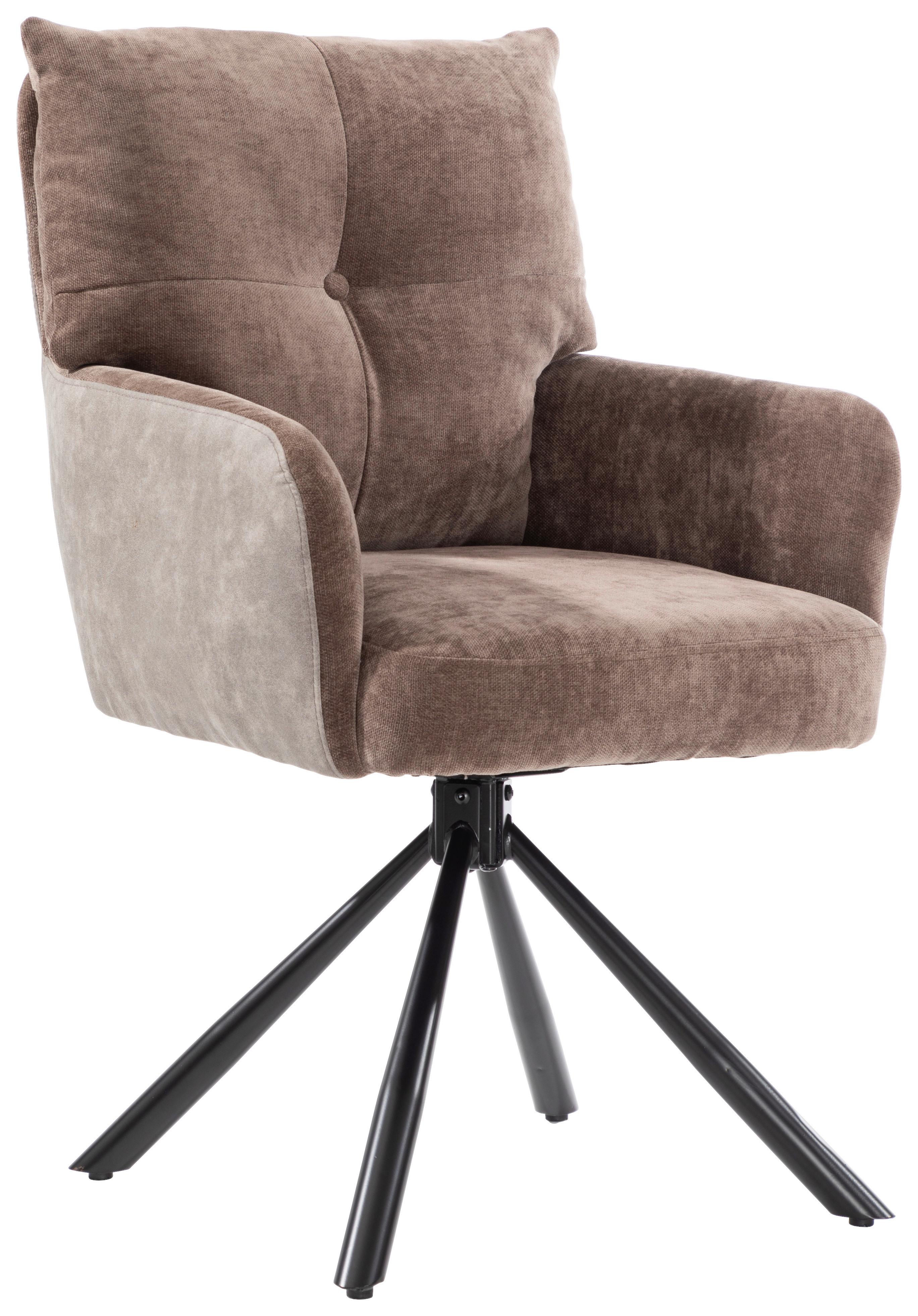 Armlehnstuhl Sophie Braun - Schwarz/Braun, MODERN, Textil/Metall (60/93/67cm) - Premium Living