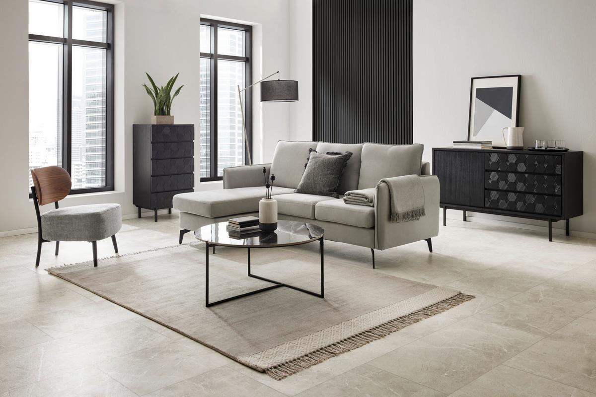 Kommode Roma ca. 54x130 cm MDF Schwarz - Schwarz, MODERN, Holz/Metall (54/103/39cm) - Bessagi Home