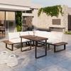 Dining-Loungeset Gianna Holz Outdoorstoff/Metall +Abdeckung - Creme/Schwarz, MODERN, Holz/Textil (221/71/76cm) - Bessagi Garden