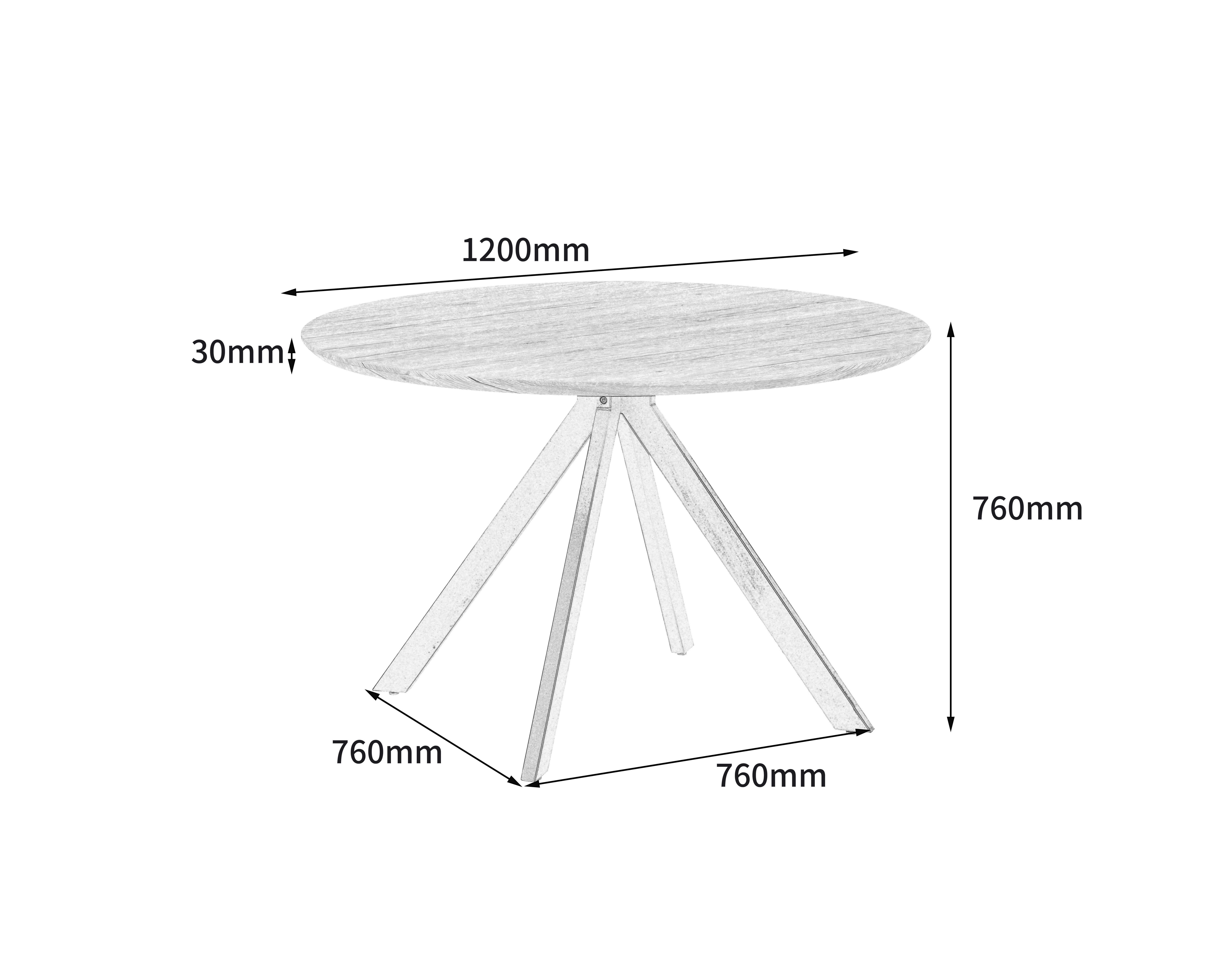 Jedilna Miza Leeds, Ø 120cm - črna/naravne barve, Trendi, kovina/leseni material (120/76/120cm) - Livetastic