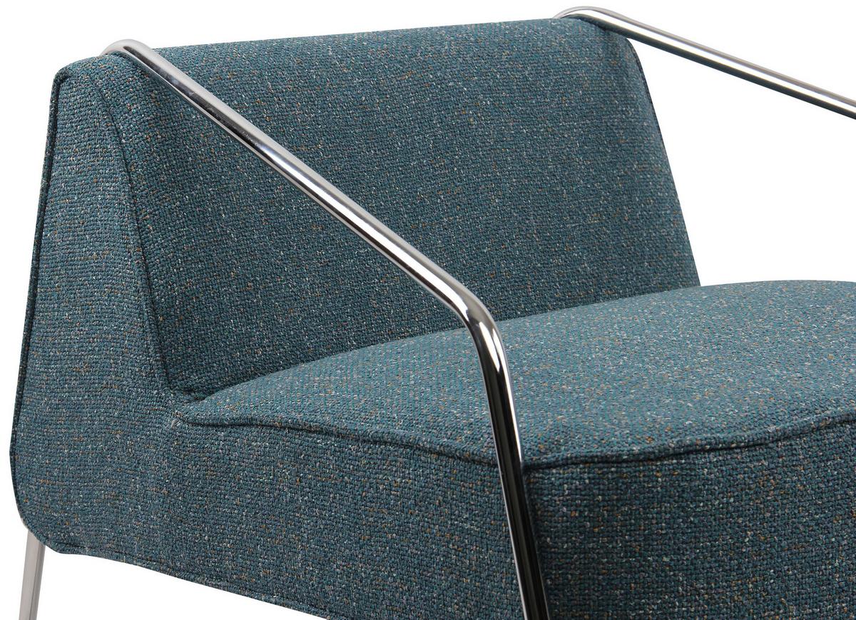 FOTEL DESIGNERSKI NAOMI - niebieski/kolor chromowy, Modern, metal/tkanina (62/85/65cm) - Livetastic
