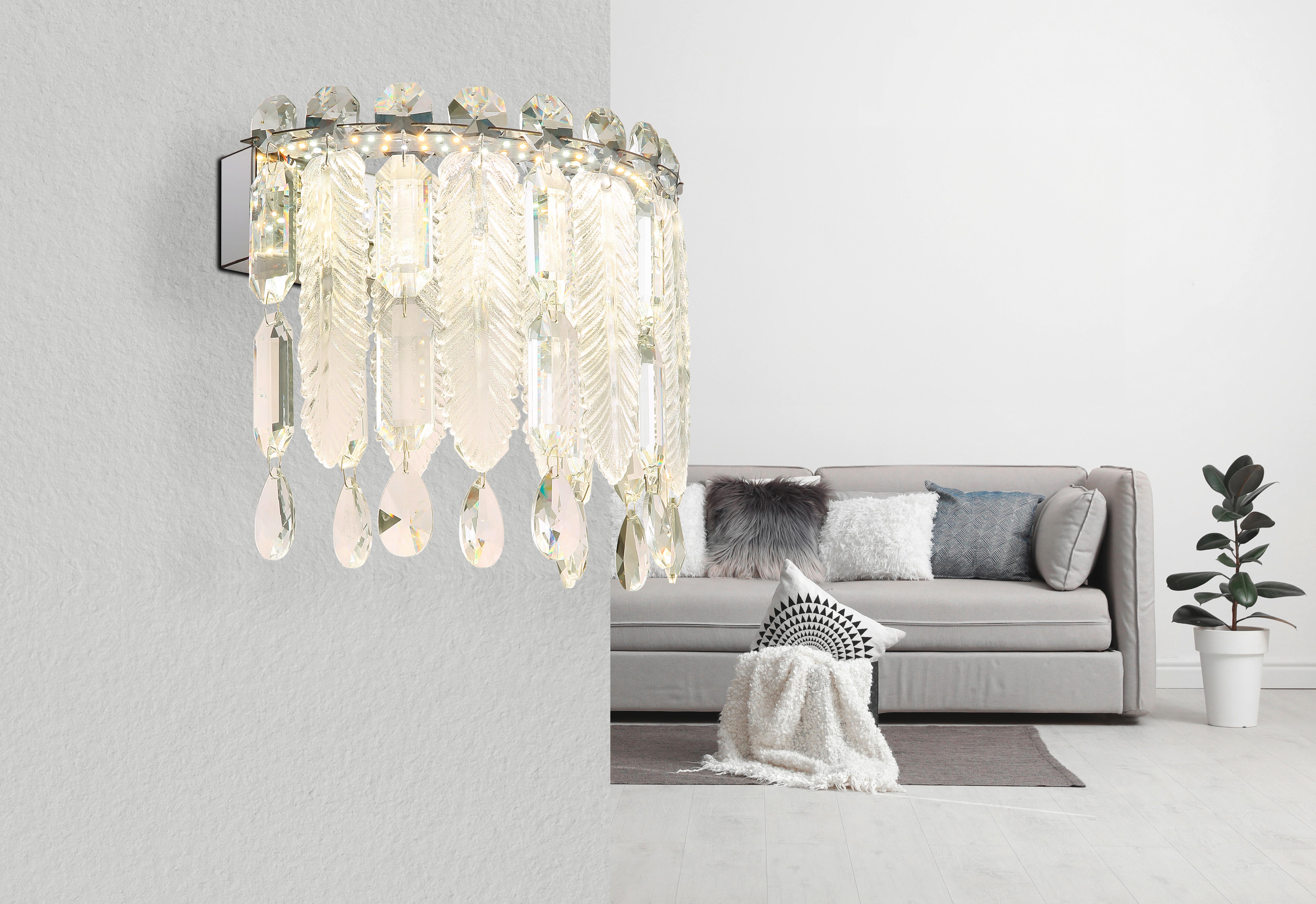 LED-Wandleuchte Klunka Klar/Chromfarben max. 12 Watt - Klar/Chromfarben, KONVENTIONELL, Glas/Metall (28/17/24,5cm) - Globo