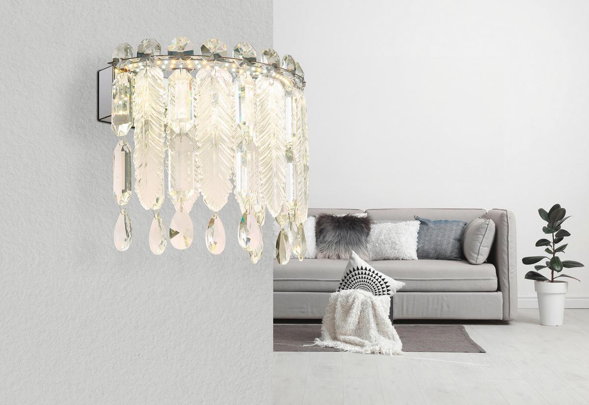 LED-Wandleuchte Klunka Klar/Chromfarben max. 12 Watt - Klar/Chromfarben, Konventionell, Glas/Metall (28/17/24,5cm) - Globo